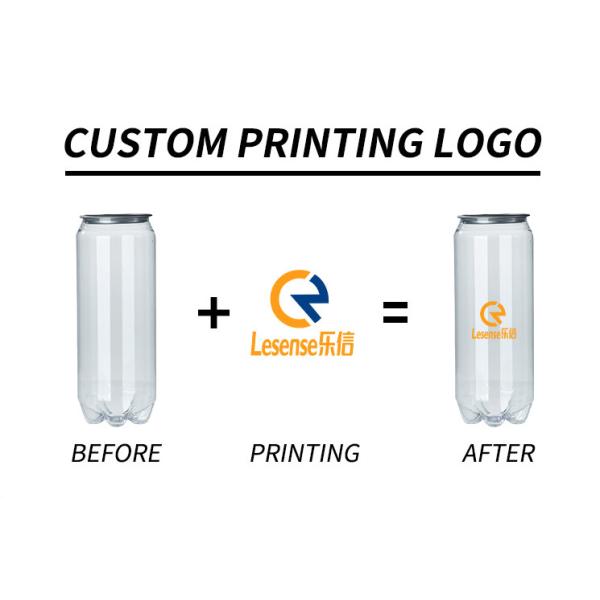 OEM Clear Drink Cans Soda Can With Logo Screen Printed Plastic Can Drinking Bottle With Lids