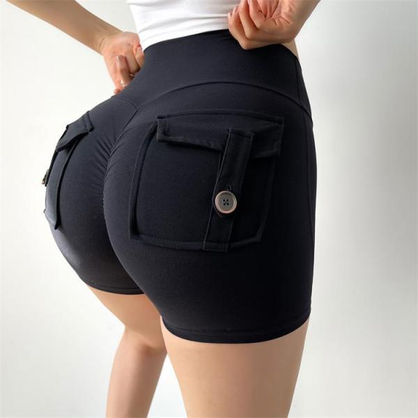 Buttocks Back Pocket Yoga Pants High Waisted Booty Scrunch Workout Shorts
