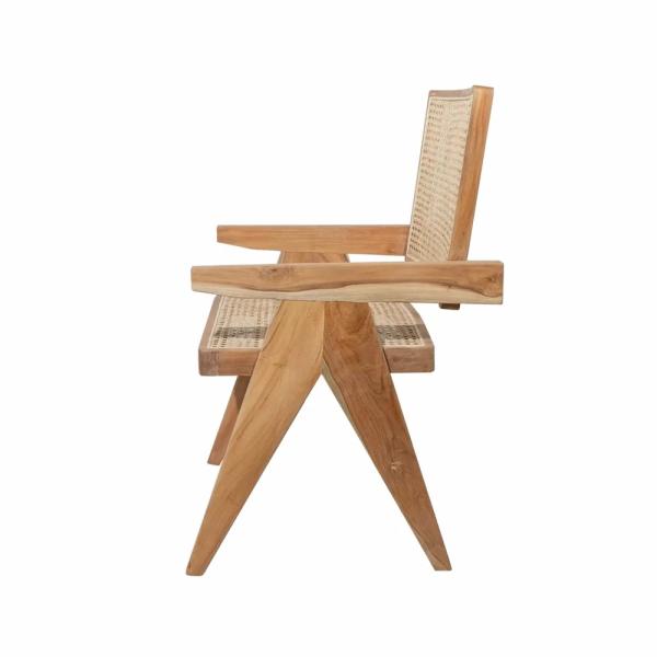 Detail of chair cushion and rattan backrest