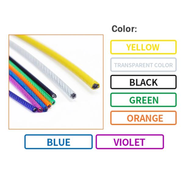 Plastic Coated galvanized Colorful PVC Coated Steel Wire Rope 1*7 7*7 7*19 Cable rope for Bending Construction