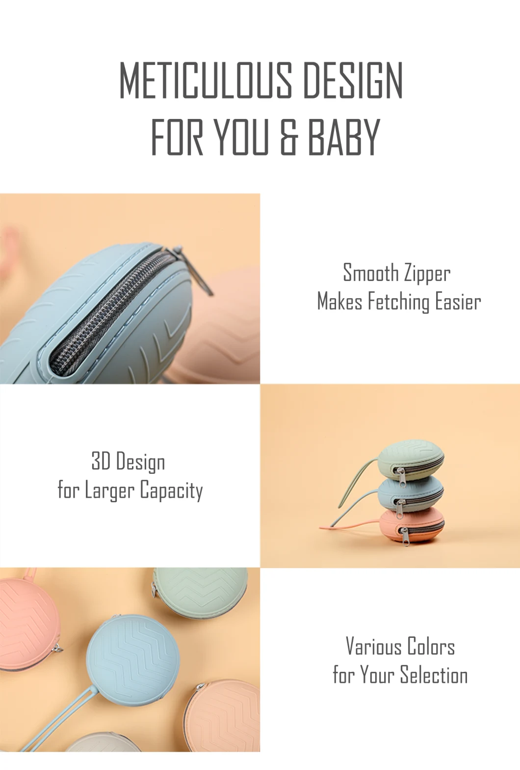 Water-Proof Portable Storage Silicone Pacifier Holders for Travel