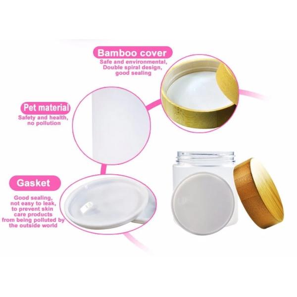 Amber Body Plastic Makeup Containers , Clear Cosmetic Containers With Bamboo Lid