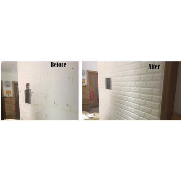 Soft Packages Design Style Waterproof Moistureproof 3D PE Foam Brick Wall Sticker 10mm Thick White Color Wall Decor Wallpaper