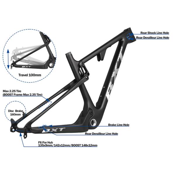 29 XC Full Suspension Carbon Mountain Bike Frame Chameleon Painting Dark Red