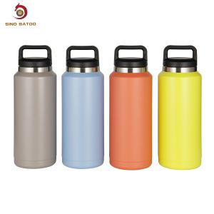 Quality 36oz Black Vacuum Insulated Growlers With Grip Handle for sale