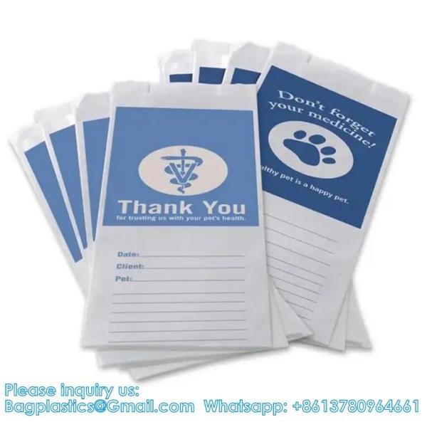 Pharmacy Bag, Prescription Bag 8" x 5" x 17”Pharmacy Paper Bag Medicine Container, Medication Pack