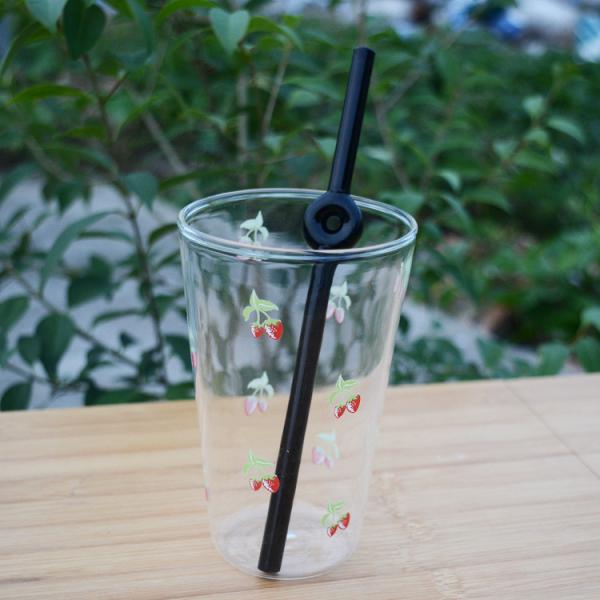 Environmental Glass Straw Heat Resistant Color Lip Protector Glass Juice Drink Low Carbon Life Glass Straw
