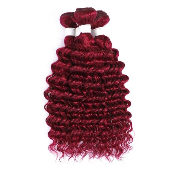 Burgundy Deep Wave Remy Human Hair Bundles Sew In Weave Bundles Brazilian Bundle Deals