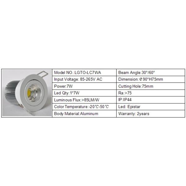 Epistar COB LED downlight 7W
