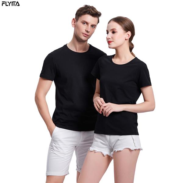 Flyita Custom Wholesale Short Sleeve Men And Women Cotton T Shirt Round Neck Summer Tee Shirts With Printing Logo
