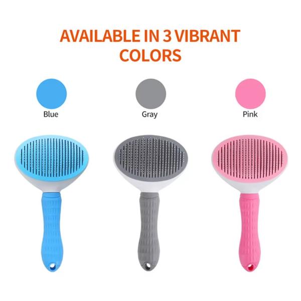 Blue / Pink / Gray Pet Grooming Brushes Self Cleaning Cat Slicker Brush