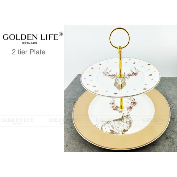 Kitchen Accessories Decorative Ceramic Plates Dinner Set Two Tier Fruit Plate Reindeer Head Style
