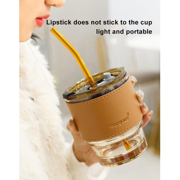 420ml 450ml Soda Lime Glass Reusable Coffee Cups With Lids Leak Proof Travel Mug