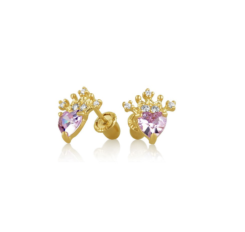 Flower Amethyst CZ Birthstone Baby Girls 925 Sterling Silver Screw Back Stud Earrings