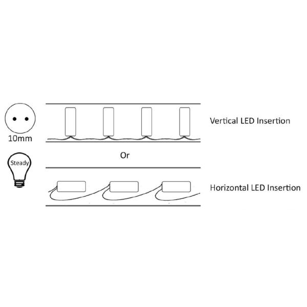 36/30/24 LED/m 2 wires 10mm ultra slim round LED flexible rope light IP44 outdoor/indoor