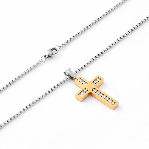 High quality non fading diamond cross pendant, light luxury fashion long necklace for men