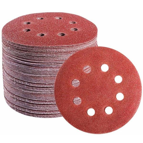 Red Aluminum Oxide Hook And Loop Sanding Discs 80pcs Mix Grits Sandpaper Discs