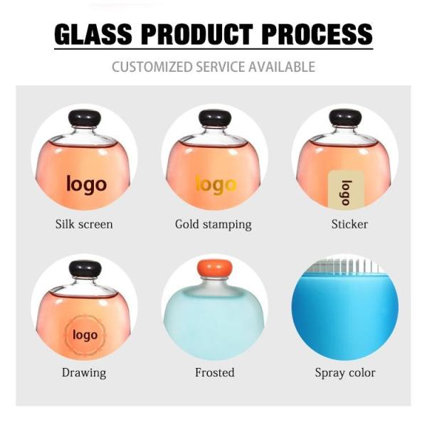 Custom 50ml 200ml Small Glass Juice Bottles Flat With Screw Lid