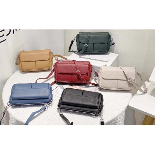 Hasp Closure Shoulder Bags First Layer Cowhide Leather Sling Bags For Women