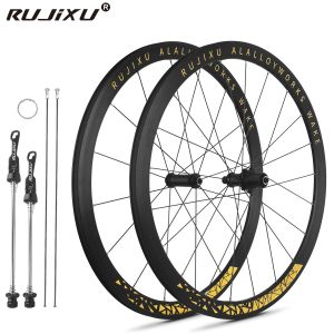 Quality 700C 120Rings V Brake Disc Road Bike Wheelset Aluminum Alloy 40mm Height Rhombic Gold Spokes Clincher Rim Gold Mark for sale