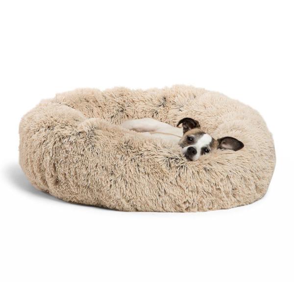 Luxury Coral Fleece Solid Memory Foam Dog Bed , Shredded Round Memory Foam Dog Bed
