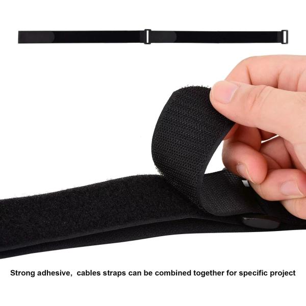 Black Hook And Loop Cable Straps Nylon Self Gripping Straps Reusable For USB Cables
