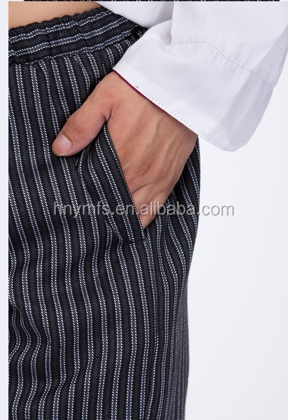 100% Polyester High Waist Chef Work Pants With Pull String Zipper Fly