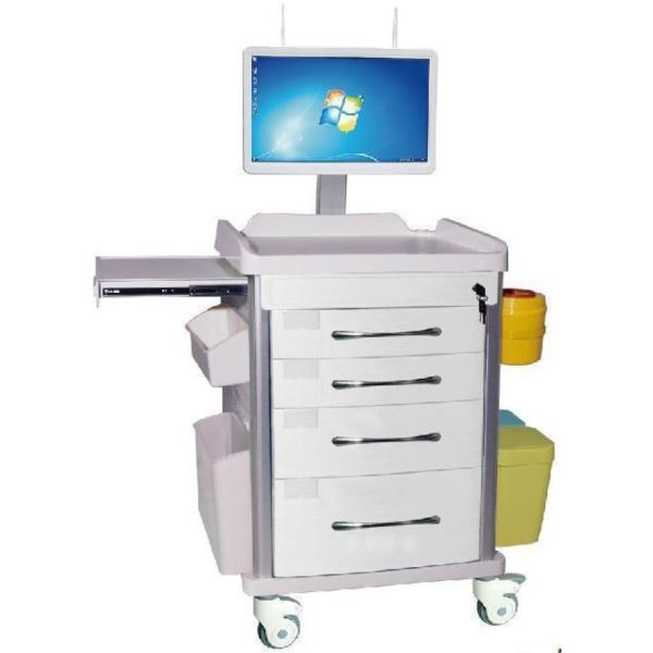 Integrated Wireless Medicine Emergency Crash Cart Nursing Trolley With Display Holder