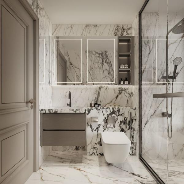 Sleek Corrosion Resistant Minimalist Bathroom Cabinet Moisture Proof