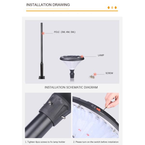 Irradiation Area Pathway Solar Garden Light High Brightness Decorative Commercial