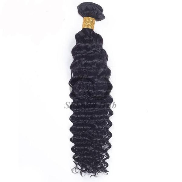 Natural Black Deep Wave Remy Human Hair Bundles Sew In Weave Bundles Brazilian Bundle Deals