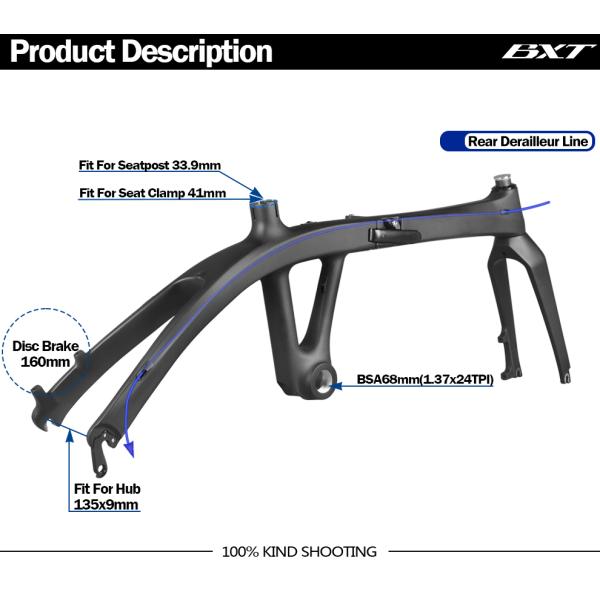 T1000 Carbon Folding Bike Frame Foldable Mountain Foldable Bicycle Frame Disc Brake