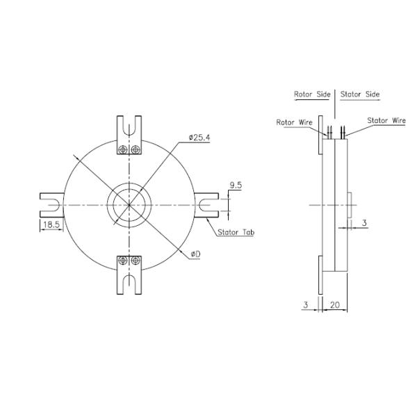 Flat Disc Electrical Slip Ring Through Hole 50mm 17 Circuits For Automatic Machines