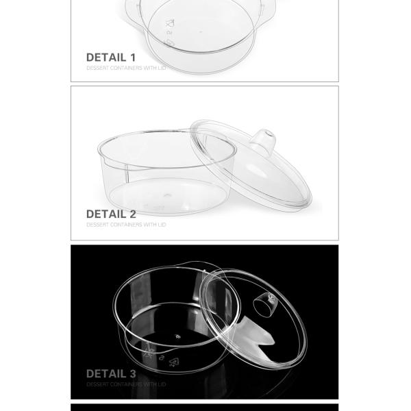 Good quality transparent small salad plastic dessert bowl with lid