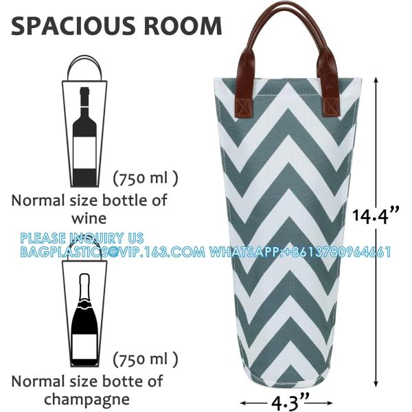 Single Wine Gift Tote Bag, Insulated Padded Thermal Wine Bottle Carrying Cooler Carrier For Travel, Picnic, Gift