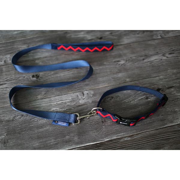 0.79 Inch Wide Thick Nylon Dog Collars Navy Blue Red Ripple Nylon Puppy Harness