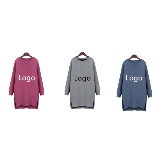 Custom Printed Plus Size Ladies Shirts Women'S Long Sleeve Hoodie Dress