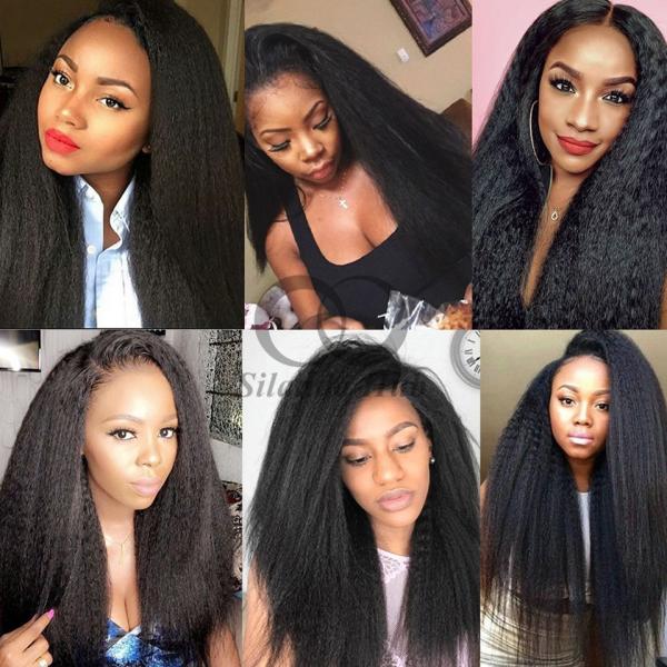 Natural Black Kinky Straight Remy Human Hair Bundles Sew In Weave Bundles Brazilian Bundle Deals
