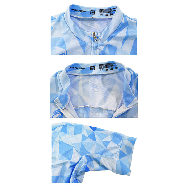 Blue Design Womens Cycling Clothing , Short Sleeve Cycling Jersey OEM/ODM