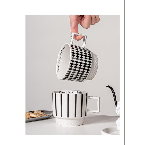 Experience The Elegance Of Black And White Ceramic Mug Coffee Cup For Business Gifts