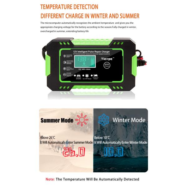 Pulse Repair Motorcycle Lead Acid Battery Charger 12V 6A