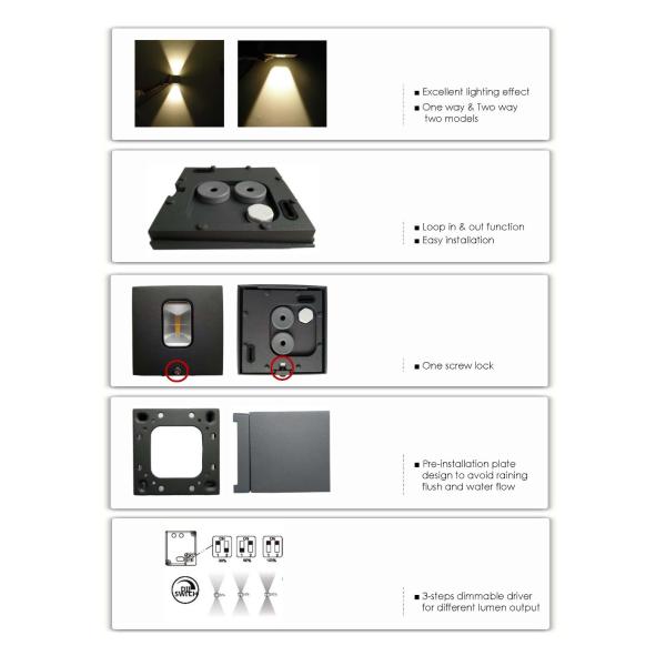 IP65 Waterproof Dimmable LED Outdoor Wall Light Up Down Lighting