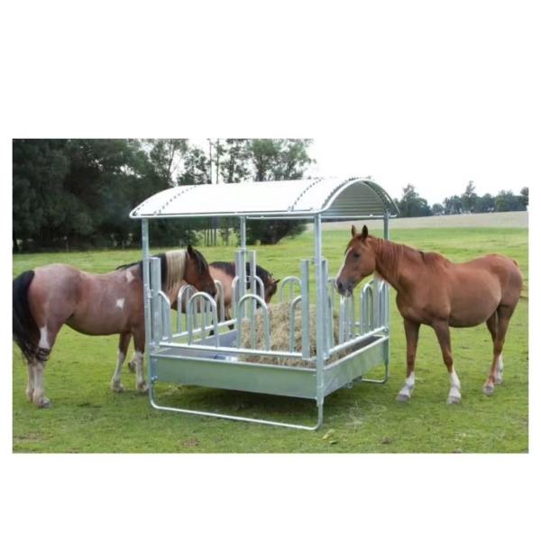 Livestock 1.75m Galvanized Horse Feeder Rack With 30cm Roof 100kg