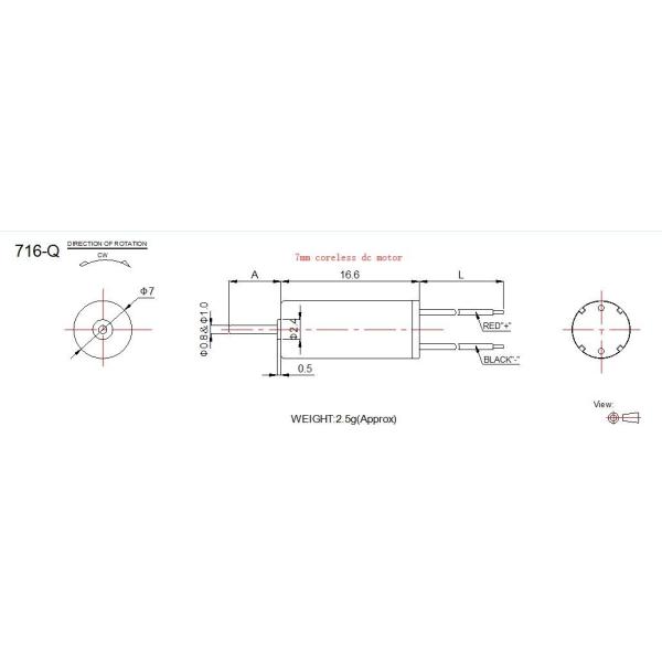 0716 Coreless DC Motor 3.7v 7mm Diameter 16mm Body Length For Toy Helicopter