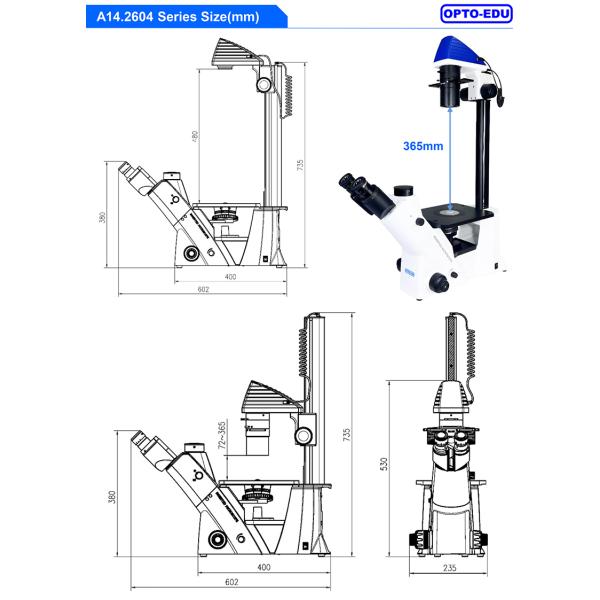 Opto-Edu A14.2604 Inverted Optical Trinocular Phase Contrast Cell Factory Microscope