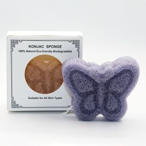 Black Yellow Butterfly Shape Konjac Cleaning Sponge No Preservatives