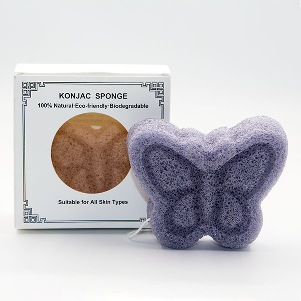 Facial Cleaning Organic Natural Konjac Baby Bath Sponge Butterfly Oval Shaped
