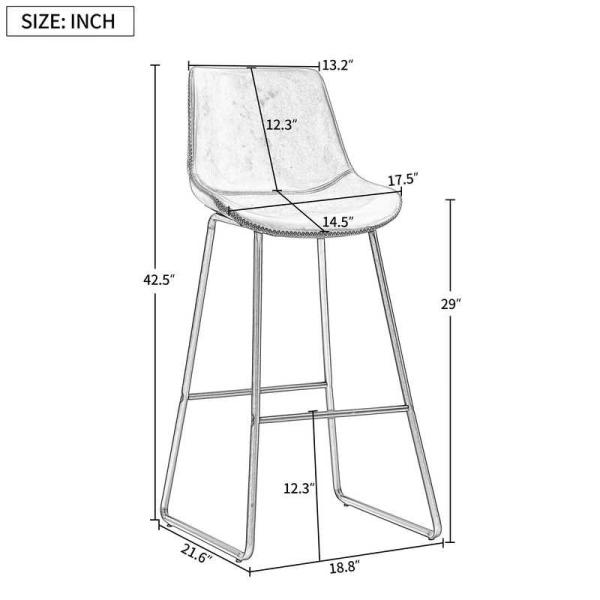 26.9LBS 42.5”H Counter Height Dining Chair Sets Of 2 Vintage Leather Barstools