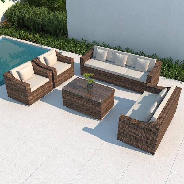 100% Polyester Fabric Outdoor Wicker Sofa Oem Garden Furniture Corner Sofa