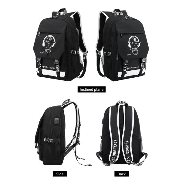 Factory wholesale custom fluorescent logo boys waterproof bookbag durable luminous student school bags backpack for men